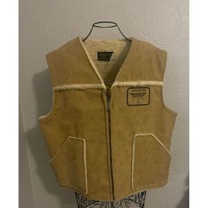 Vintage Swingster Goodyear Wrangler Vest suede w/sherpa lined inside XL